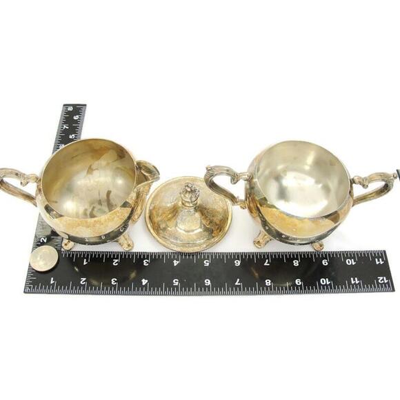 Vintage Silver Plated Sugar With Lid and Creamer Set - Picture 2 of 12